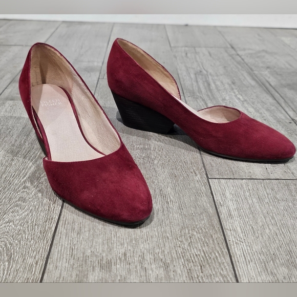 EILEEN FISHER Lily Oxblood Burgundy Block Heel Pumps 8M - Picture 1 of 9